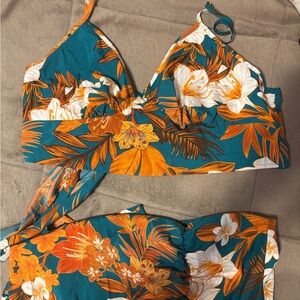 SHEIN Teal and Orange Floral Set